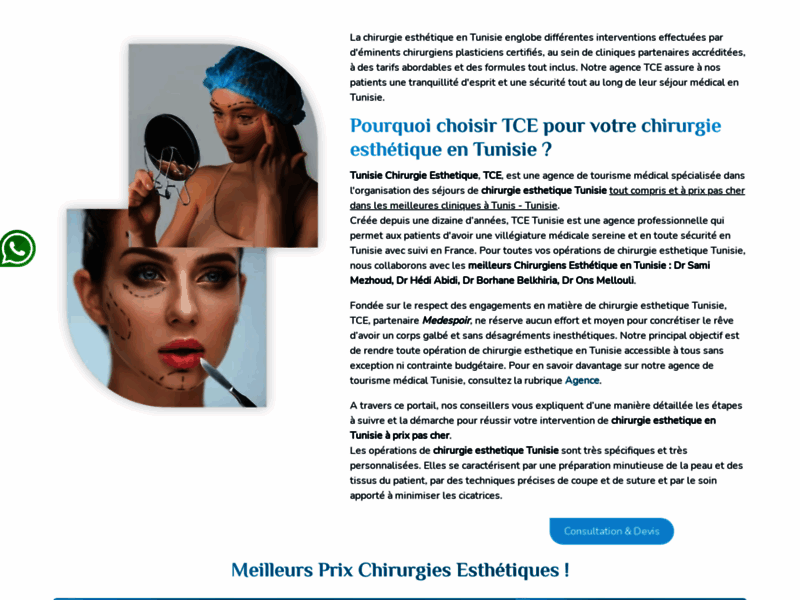 Screenshot du site : Chirurgie esthetique Tunisie