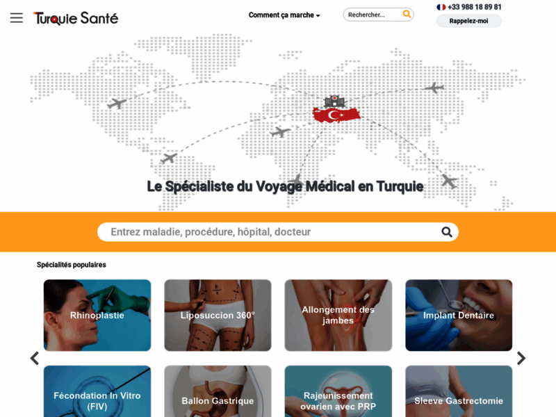 Screenshot du site : Turquie santé comparateur d'hopitaux