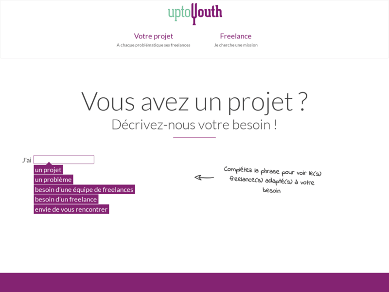 Screenshot du site : Formation design sprint, Uptoyouth