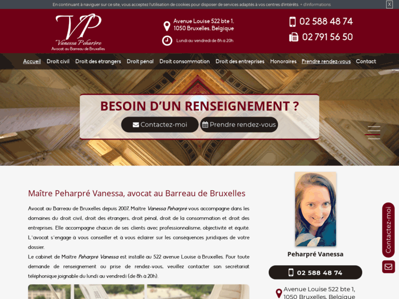 Screenshot du site : Avocat en droit pénal au Barreau de Bruxelles