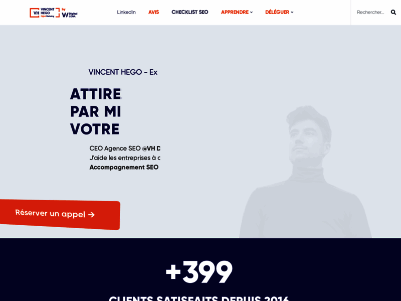 Screenshot du site : Vincent Hégo - Votre expert en marketing numérique