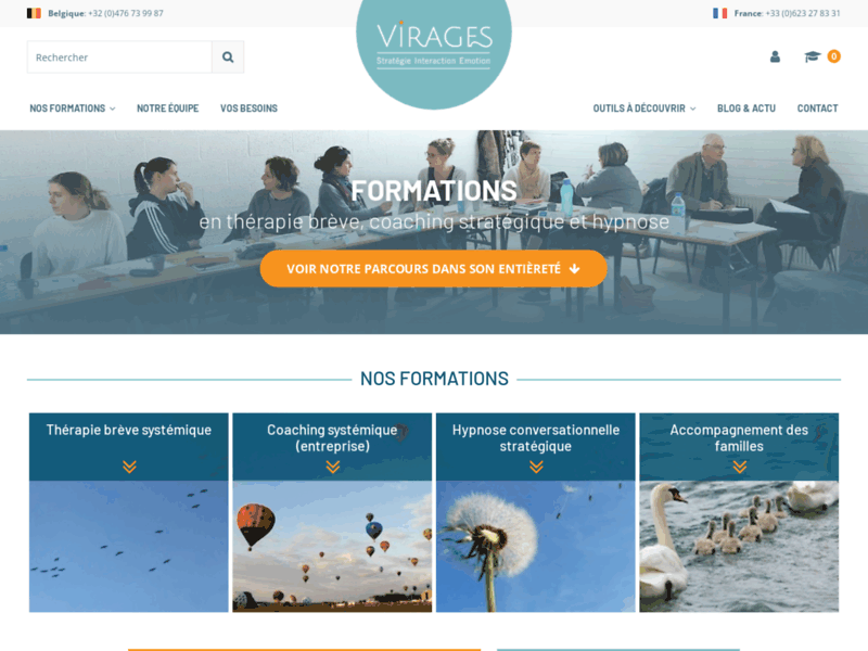 Screenshot du site : Virages Formations - psychologie et coaching