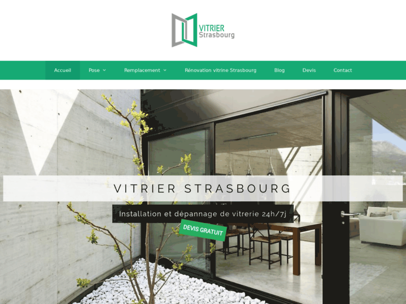 Screenshot du site : Vitrier Strasbourg |dépannage vitrerie miroiterie