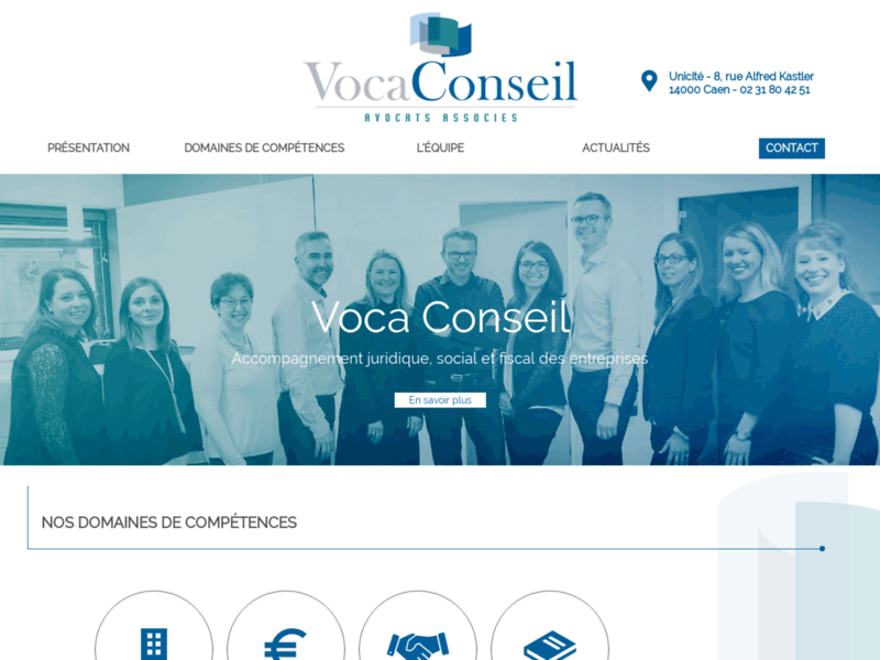 Screenshot du site : VOCA CONSEIL - cabinet d'avocats d'affaire à Caen