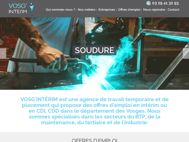 Screenshot du site : Vosg'Intérim