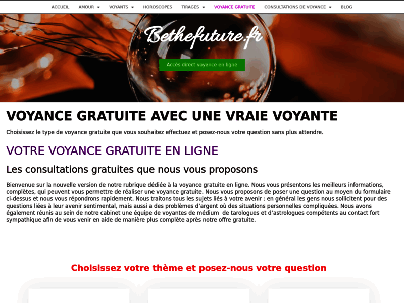 Screenshot du site : Voyance-enligne-gratuite.fr