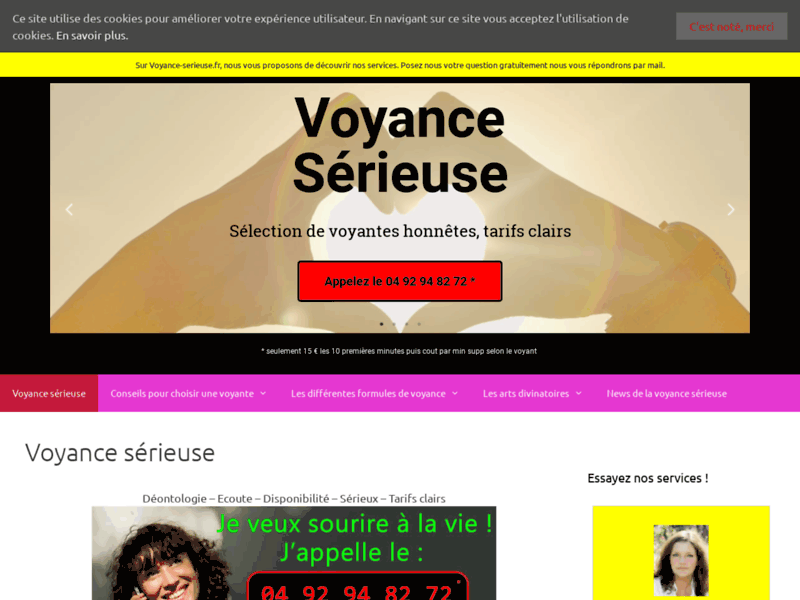 Screenshot du site : Voyance sérieuse avec le site Voyance-serieuse.fr