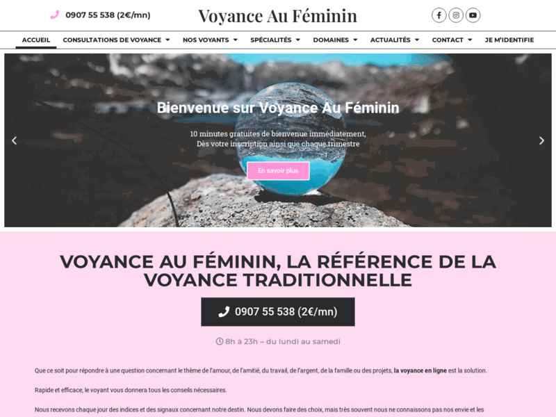 Screenshot du site : Voyance Au Féminin Belgique