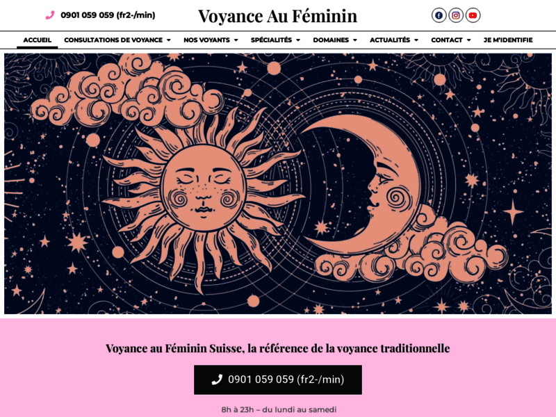 Screenshot du site : Voyance Au Féminin Suisse