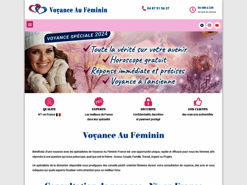 Screenshot du site : Voyance Au Féminin France