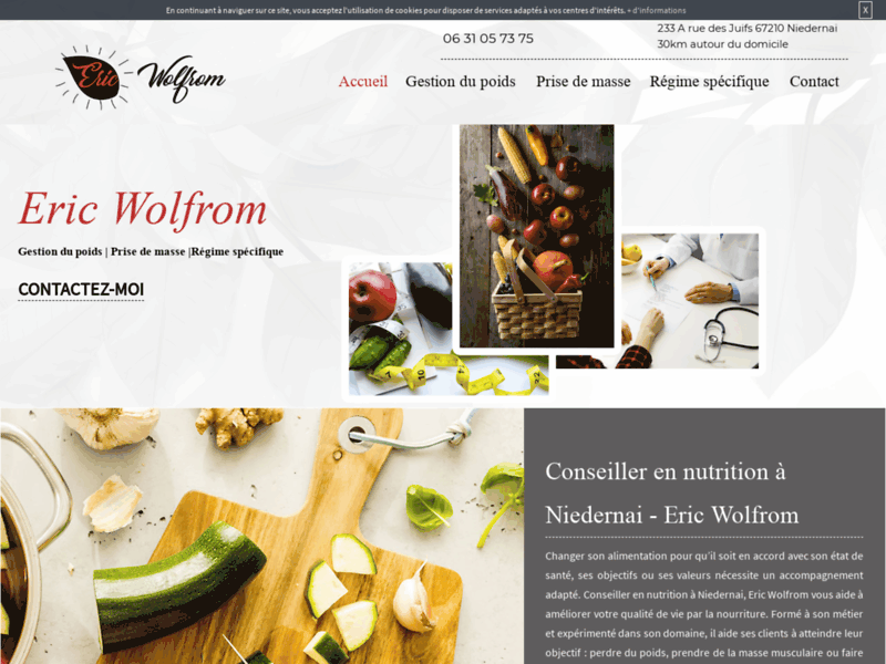 Screenshot du site : Votre diététicien à Obernai