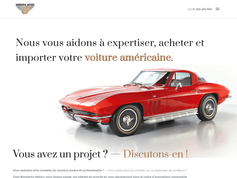 Screenshot du site : Wonderful Motors