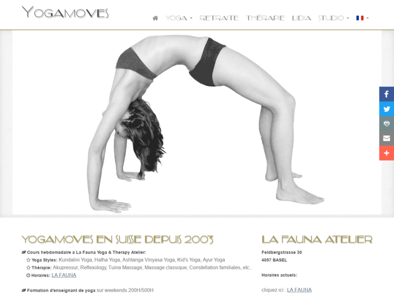 Screenshot du site : YogaMoves - Studio de yoga à Bâle