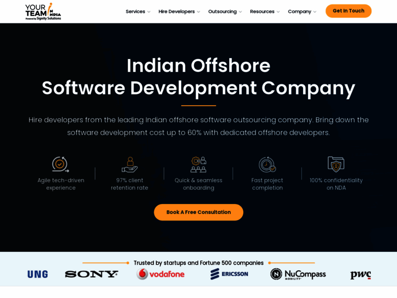Website's screenshot : Your Team in India