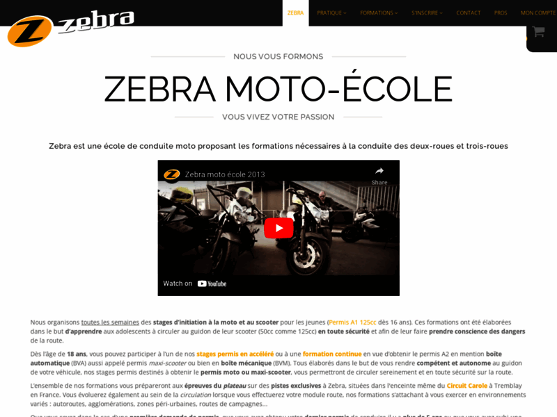 Zebra, école de conduite pour permis moto
