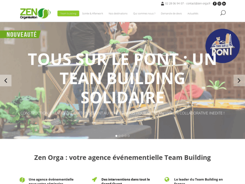 Screenshot du site : Zen Organisation - Team Building Vendée