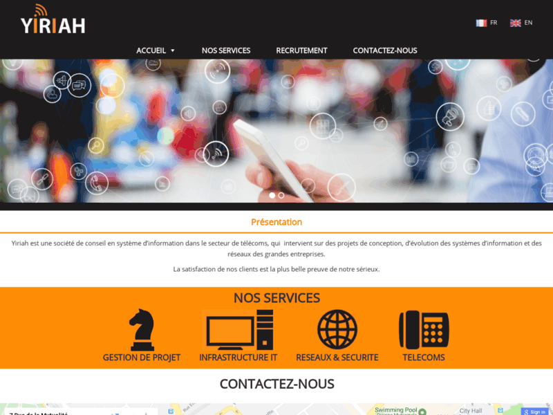Screenshot du site : Yiriah Conseils en système d'information