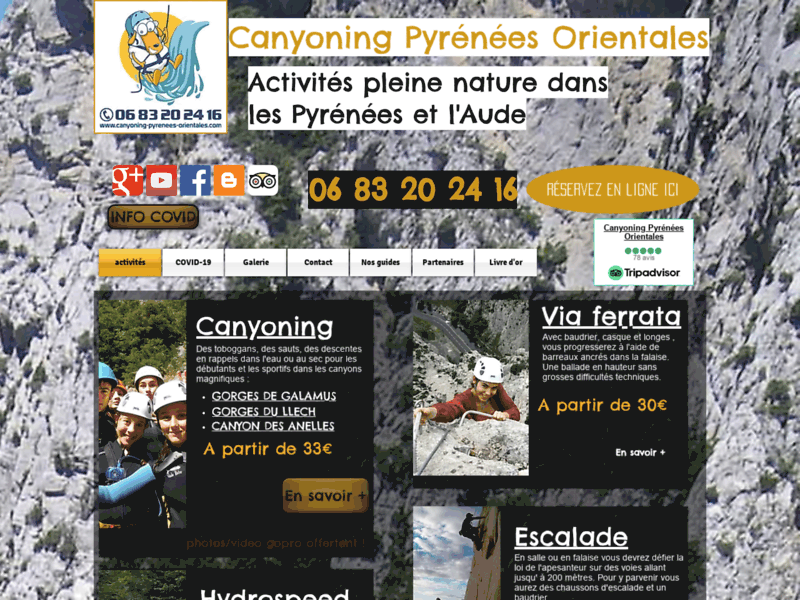 Canyoning rafting Pyrénées Orientales et Aude