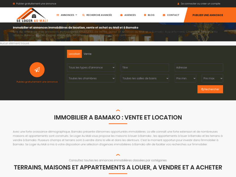 Annonces immobilières gratuites de vente et location au Mali