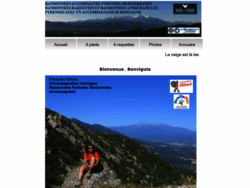 Accompagnateur montagne dans les Pyrénées  , Françoise Danjou . Randonnées Pyrénées à pied et à  raquettes .