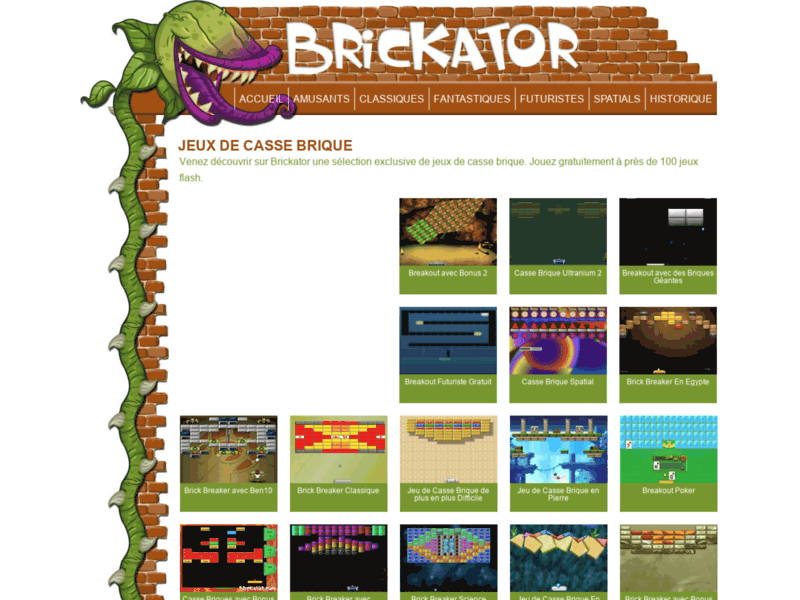 Brickator - Site gratuit de jeux en flash de casse-brique