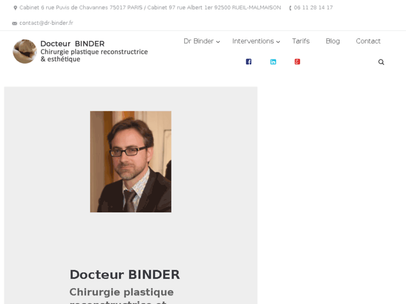 Chirurgie esthétique Paris Dr Binder
