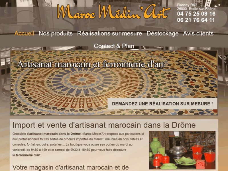 Maroc Medin’Art, boutique d'artisanat marocain, Étoile-sur-Rhône