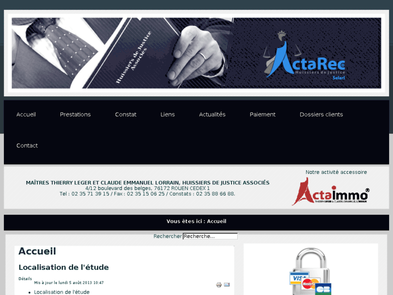 ACTAREC : Huissiers de justice associés à Rouen. - Accueil