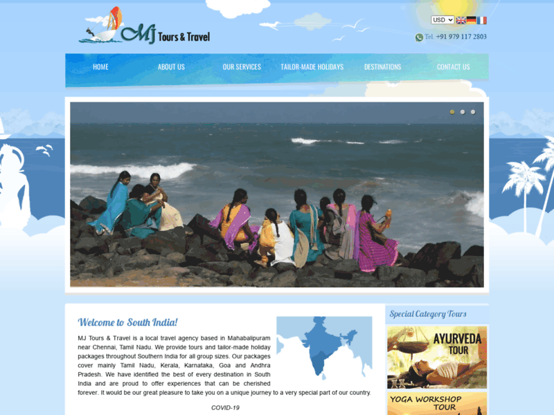 Agence de voyage francophone située en Inde du sud - MJ Tours & Travel