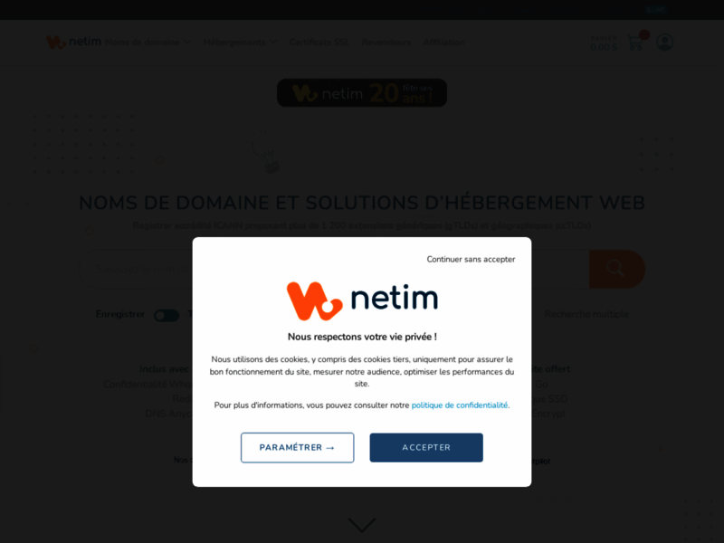 NETIM - Enregistrement de noms de domaine et hébergement web