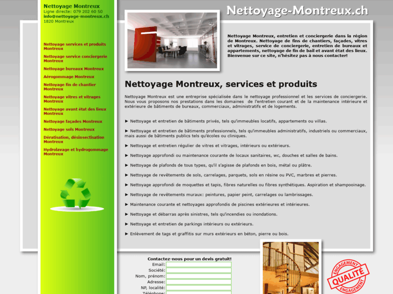 Entreprise de nettoyage, Montreux (Suisse)