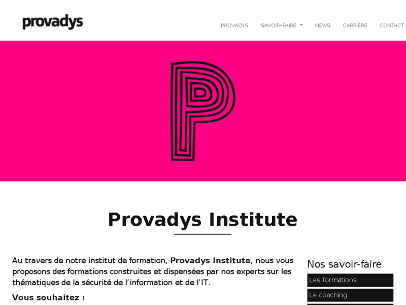 Institut de formation - Provadys Institute