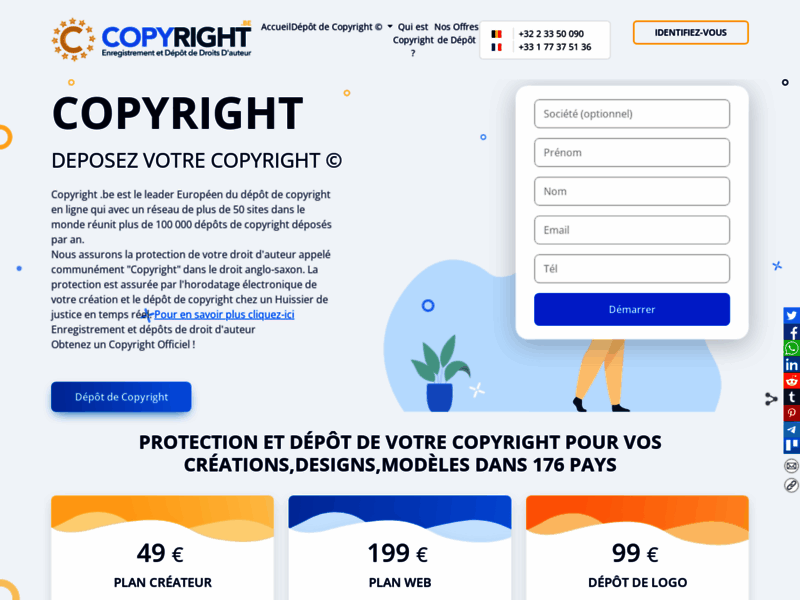 Copyright, dépôt de copyright en ligne