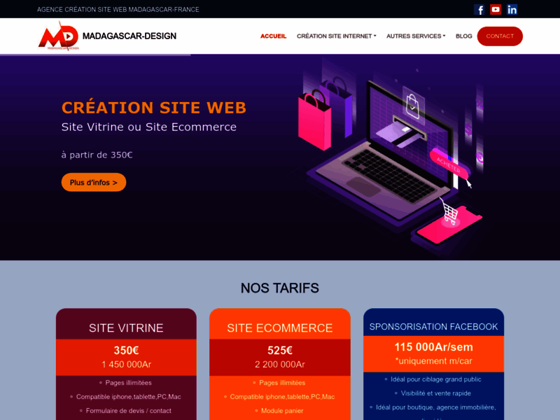 Madagascar Design, création de site internet