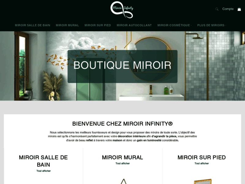 Miroir Infinity, boutique de miroir