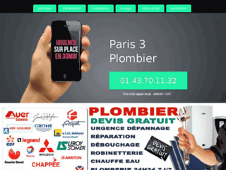 Plombier Paris 3 : Devis/DÃ©placement Gratuits &amp; sans engagement