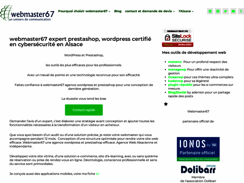 Webmaster67, expert wordpress et prestashop