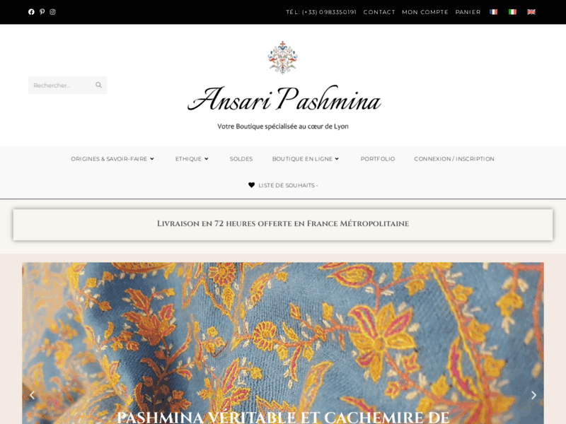 Ansari Pashmina, boutique en ligne de pashminas véritables