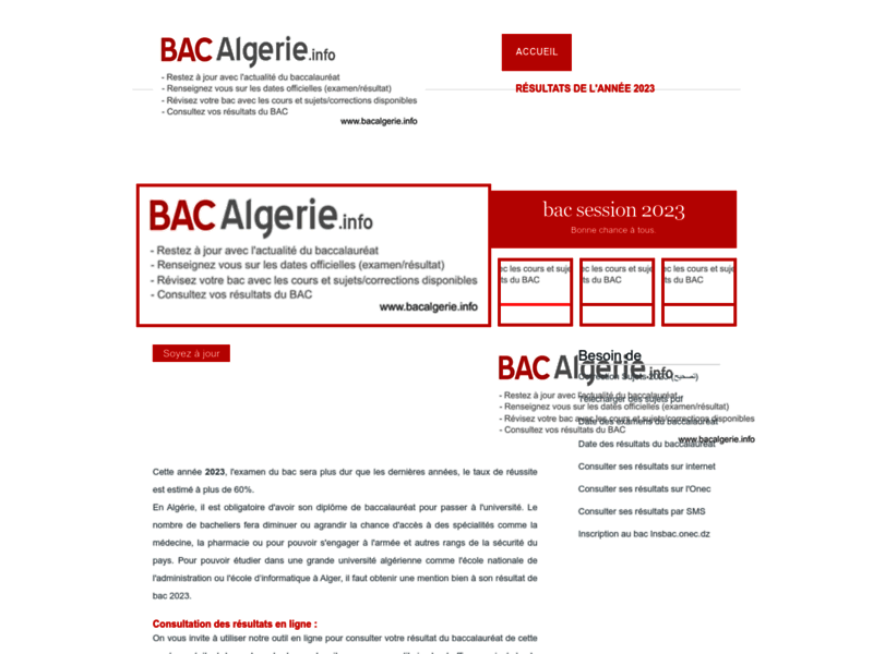 Bacalgerie, site du baccalauréat en Algérie