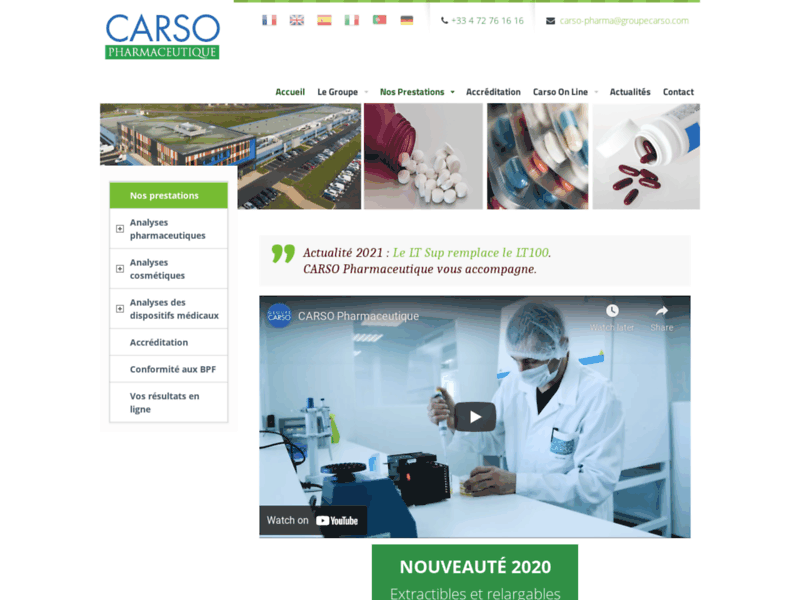 Carso Pharmaceutique, analyses pharmaceutiques