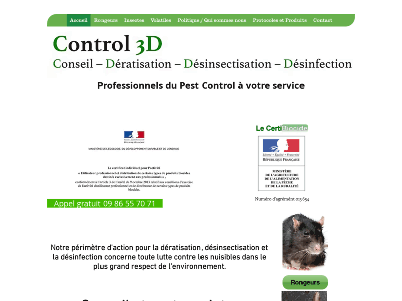 Control 3D : Dératisation Désinsectisation Désinfection