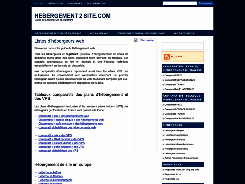 Hebergement2Site, comparatif hébergement de sites Web