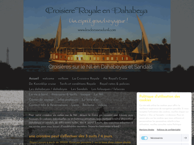Croisières en voiliers Dahabeya sur le Nil en Egypte