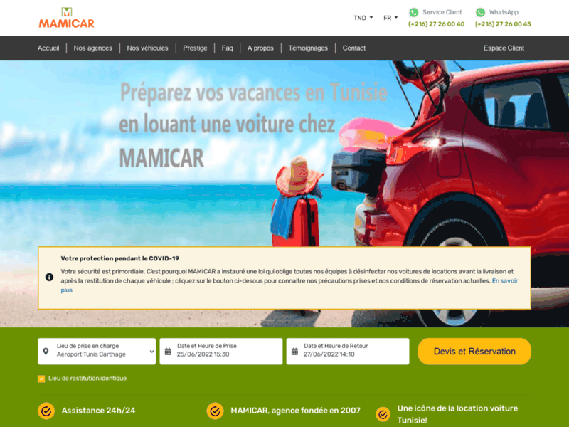 Mamicar, location de voitures en Tunisie