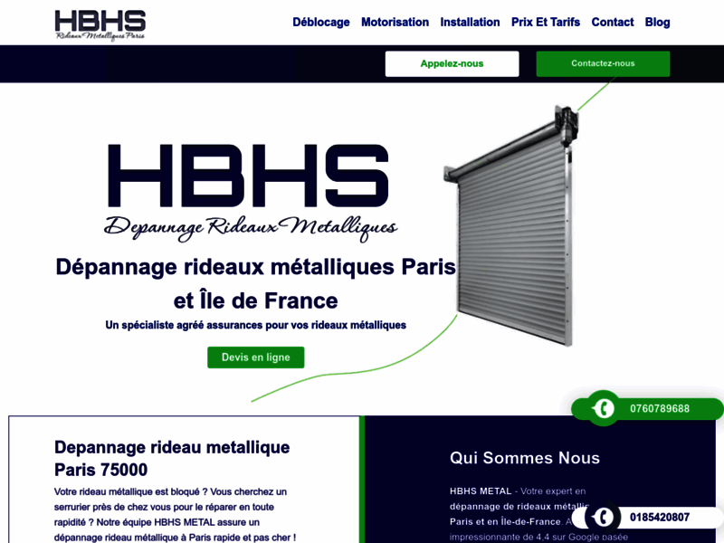 HBHS Metal, installation de rideaux métalliques à Paris