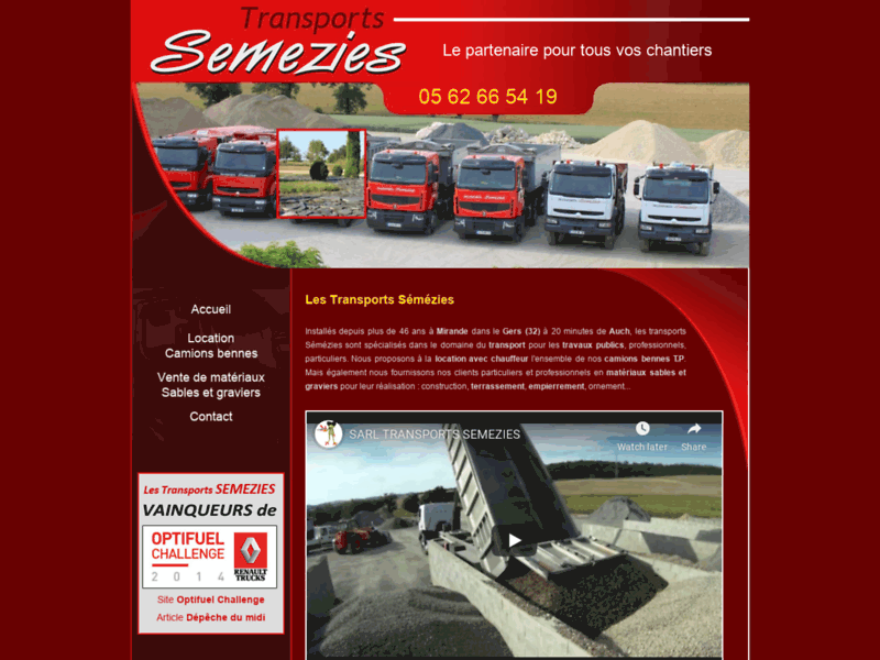 Transports Sémezies, location de camions bennes