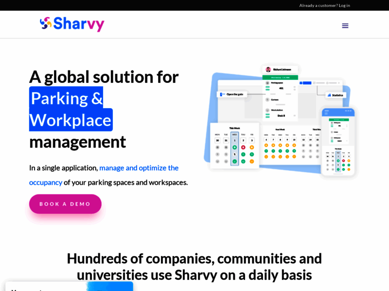 Sharvy, application de gestion de places de parking et d'espaces de travail
