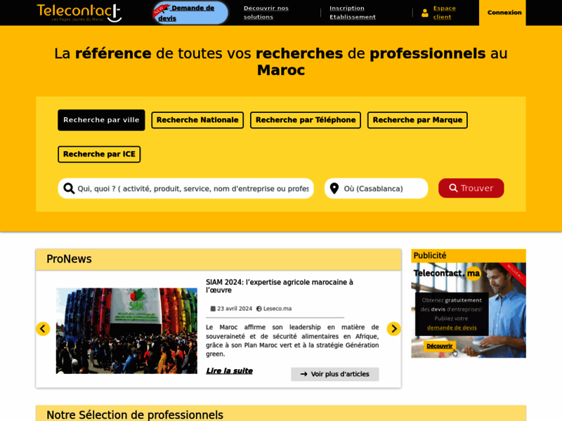 Telecontact, pages jaunes du Maroc