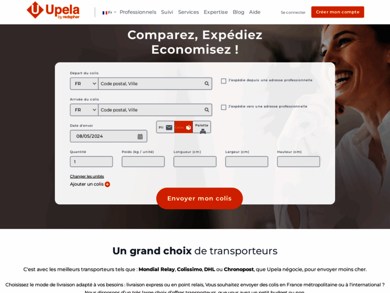Upela, comparateur d'envoi de colis en France et international
